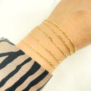 14K Solid Yellow Gold Diamond Cut Cable & Marina Link Chain